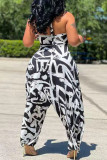 Rode Mode Sexy Casual Print Backless Strapless Regular Jumpsuits
