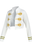 White Fashion Casual Patchwork Embroidered Cardigan Outerwear