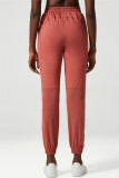 Red Casual Sportswear Solid Patchwork Regular High Waist Trousers