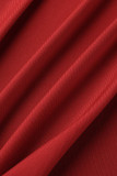 Красный сексуальный однотонный бандаж в стиле пэчворк с V-образным вырезом и половиной рукава из двух частей