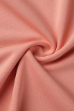Vestidos saia única com decote em bico e estampa casual rosa com tassel patchwork