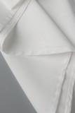 Белые повседневные лоскутные платья с асимметричным косым воротником и принтом