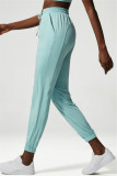 Pantaloni sportivi a vita alta regolari con patchwork solido blu chiaro