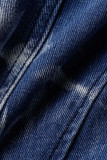 Синий сексуальный однотонный бандажный лоскутный комбинезон с открытой спиной и лямкой из двух предметов