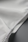 Robes blanches décontractées à col oblique asymétrique imprimé patchwork