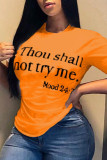 Orange Mode Casual Tryckt Kortärmad T-shirt