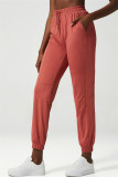 Apricot Casual Sportswear Solid Patchwork Regular High Waist Trousers