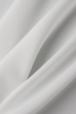 Белые повседневные лоскутные платья с асимметричным косым воротником и принтом