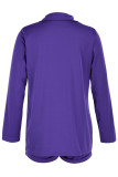 Purple Casual Solid Patchwork Turn-back Collar Long Sleeve Two Pieces