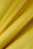 Tute larghe con scollo a V patchwork solido casual giallo