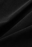 Zwarte mode print patchwork kraag met capuchon mouwloos tweedelig