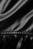 Zwarte sexy effen badmode met kwastjes
