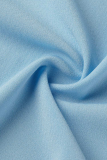 Dos piezas de manga corta con cuello con capucha y cordón con estampado de moda azul cielo