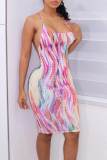 Цветной сексуальный принт в стиле пэчворк Спагетти ремень One Step юбка платья
