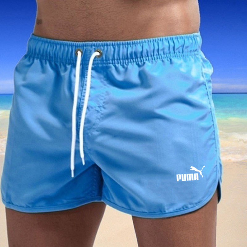 

Baby Blue Fashion Simplicity Print Letter Straight Shorts