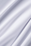 タンジェリン レッド カジュアル ソリッド パッチワーク 非対称 O ネック ストレート プラス サイズ ドレス