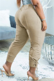 Apricot Fashion Casual Solid Basic Regular High Waist Trousers
