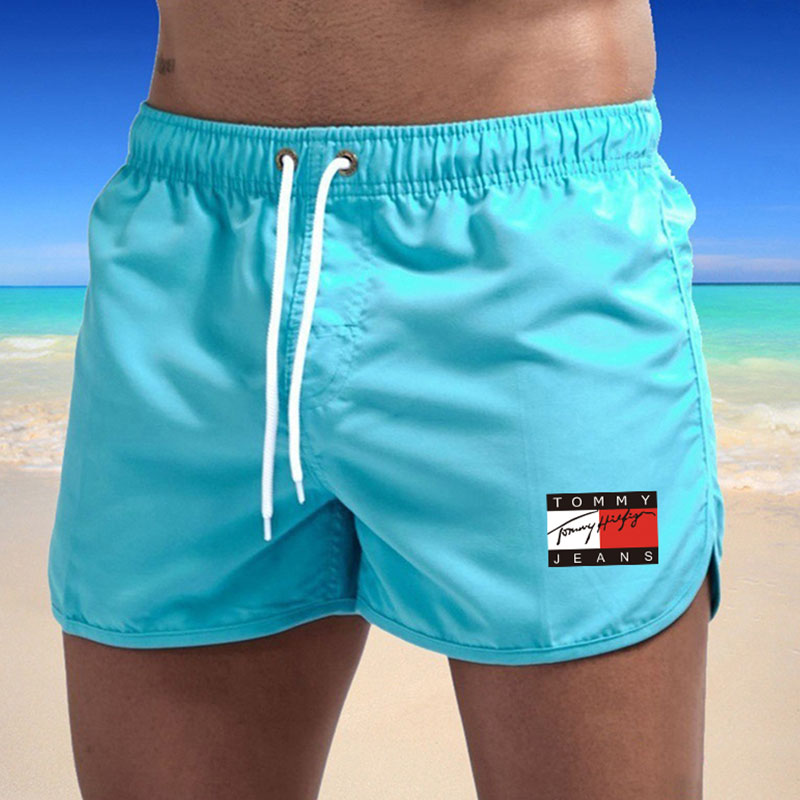 Lake Blue Fashion Sportswear Print Patchwork Straight Shorts