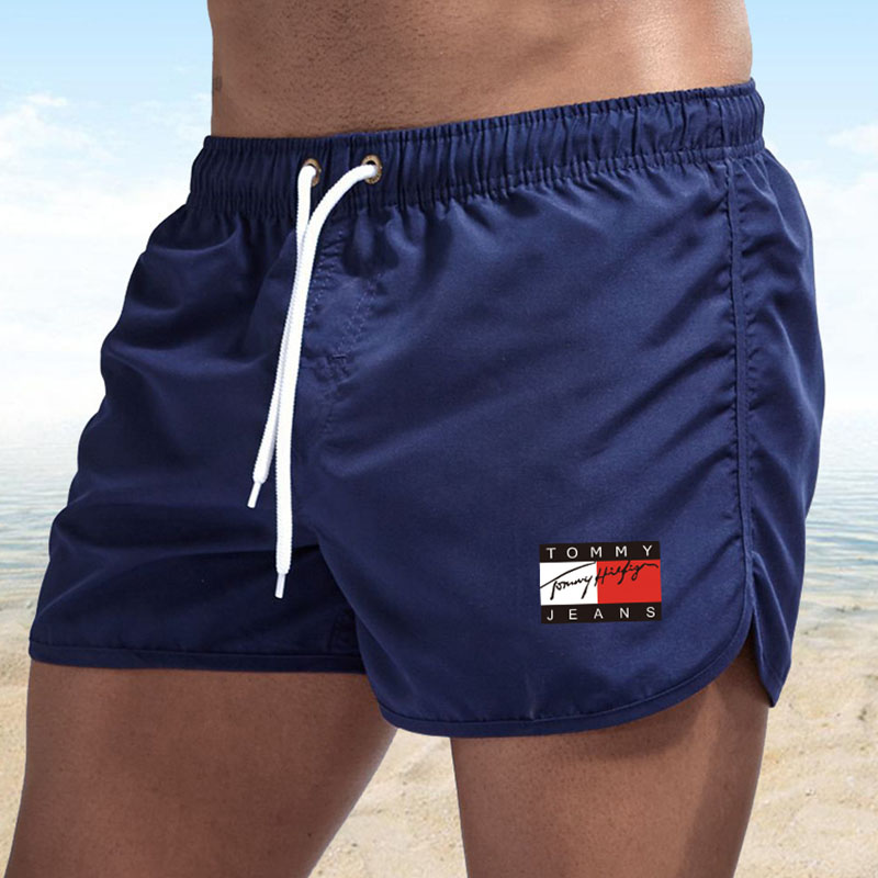 

Navy Blue Fashion Sportswear Print Patchwork Straight Shorts
