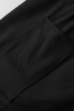 Black Fashion Sportswear Solid Patchwork Spaghetti Strap Sleeveless Two Pieces