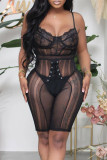 Черное сексуальное однотонное прозрачное женское белье в стиле пэчворк на День святого Валентина