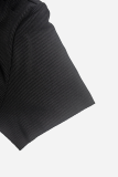 Robes de jupe enveloppées de col rabattu de fente de frein de frein solide de rue de mode noire