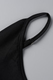 ブラック ファッション セクシー プラス サイズ ソリッド パッチワーク V ネック スリング ドレス