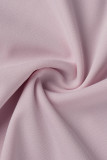 ピンクファッションカジュアルソリッド包帯Oネック半袖ツーピース