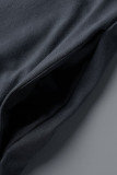 Macacão cinza escuro moda casual sólido básico com decote em V