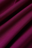 Purple Fashion Casual Solid Patchwork Slit O Neck Pencil Skirt Dresses