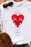 Witte fashion street print patchwork t-shirts met ronde hals