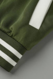 Army Green Mode Casual Solid Patchwork O Neck Kort ärm Två delar
