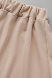 Khaki Fashion Casual Solid Basic Reißverschlusskragen Kurzarm Zweiteiler