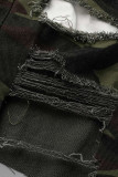 Camouflage mode décontracté imprimé Camouflage déchiré taille haute short en jean régulier