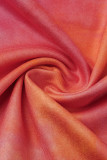 Macacão solto moda laranja estampa tie-dye decote em V