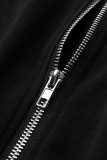 Khaki Fashion Casual Solid Basic Zipper Collar Short Sleeve Two Pieces