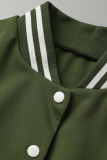Армейский Зеленый Мода Повседневная Твердая Лоскутная О-Образным Вырезом С Коротким Рукавом Из Двух Частей