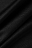 ブラックファッションカジュアルプリントベーシックOネック半袖ツーピース