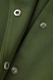Armeegrüne, modische, lässige, solide Patchwork-O-Ausschnitt-Kurzarm-Zweiteile