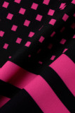 Preto Rosa Moda Casual Roupas Esportivas Estampas Finas Lápis Cintura Alta Estampa Completa Parte Inferior
