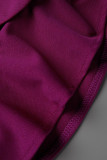 Robes jupe crayon décontractées à la mode pourpre, couleur unie, Patchwork, fente, col rond