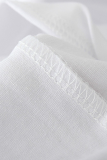 ホワイトファッションカジュアルプリントパッチワークレターOネックTシャツ