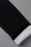 Black White Fashion Casual Sportswear Print Skinny High Waist Pencil Full Print Bottoms