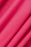 Robes droites décontractées à col rond en patchwork solide rose rouge