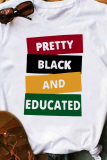 Black Fashion Street Print Patchwork Letter O Neck T-Shirts