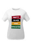 Black Fashion Street Print Patchwork Letter O Neck T-Shirts