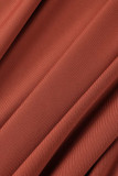 Orange Fashion Casual Solid Slit V-Ausschnitt Plus Size Two Pieces