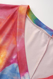 Oranje Mode Casual Print Tie-dye V-hals Losse Jumpsuits