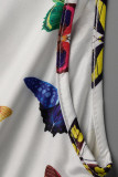 Svart Vit Mode Casual Butterfly Print Patchwork Half A Turtleneck Skinny Romper