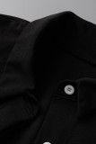 Black Sexy Street Solid Patchwork Buckle Asimmetrico Turndown Collar senza maniche Due pezzi